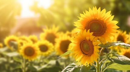 sunflower field in summer - Generative Ai