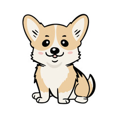 Fototapeta na wymiar Cute puppy welsh corgi cartoon icon, vector illustration