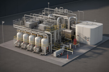 Gas pumping station, gas transport system, AI Generated - obrazy, fototapety, plakaty