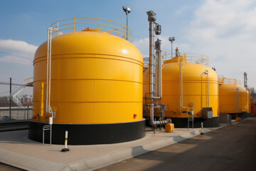 Obraz premium Natural gas storage tanks, AI Generated