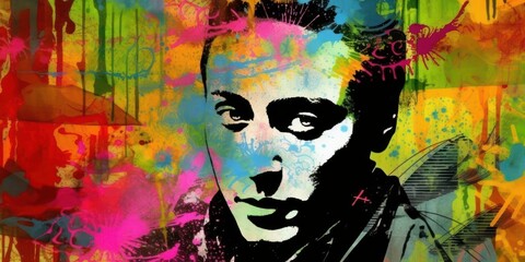 Picture of man. Modern pop art collage, colored paper portrait. Beautiful illustration picture. Generative AI