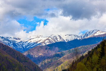 landscape with a mountain in the Carpathian mountains of Romania