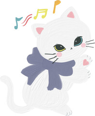 White cat funny and cute doodle character