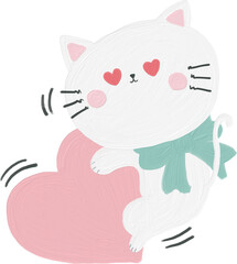 White cat funny and cute doodle character