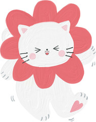 White cat funny and cute doodle character