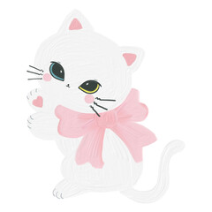 White cat funny and cute doodle character