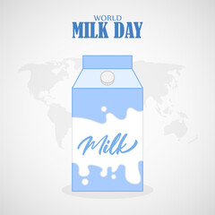 Vector illustration of World Milk Day 1 June social media story feed mockup template