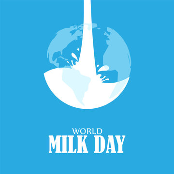 Vector illustration of World Milk Day 1 June social media story feed mockup template