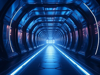 Abstract Futuristic Tunnel Architecture Speed Motion.