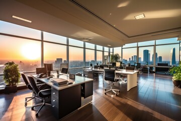 Modern office. Beautiful illustration picture. Generative AI