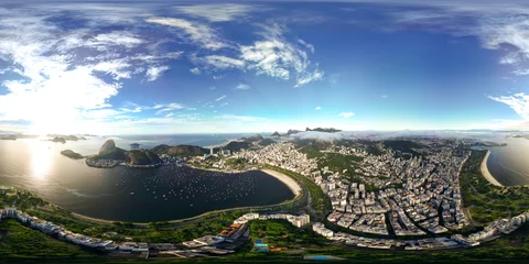 Stoff pro Meter 360 Degree Panorama of Rio de Janeiro City Above Guanabara Bay During Sunrise © Donatas Dabravolskas