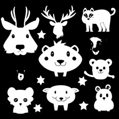 Animal head vector design black and white