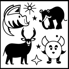 Animal head vector design black and white