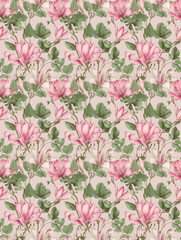 Flower square continuous tiles pattern,Seamless collage pattern.created with generative ai tecnology.