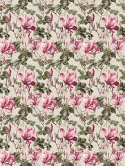 Flower square continuous tiles pattern,Seamless collage pattern.created with generative ai tecnology.