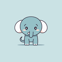 A cute and kawaii elephant with big, round eyes and a playful expression, perfect for kids' designs and fun projects