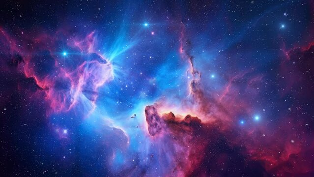 Big purple and blue nebula in deep space