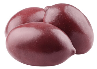 red Olives isolated on white background, full depth of field