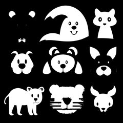 Animal head vector design black and white