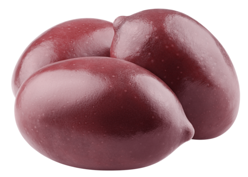 red Olives isolated on white background, full depth of field
