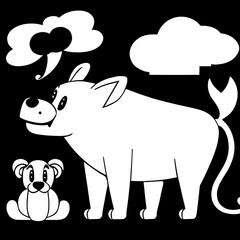 Animal head vector design black and white