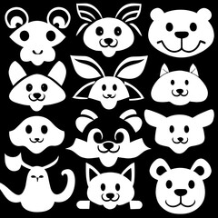 Animal head vector design black and white