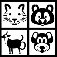 Animal head vector design black and white