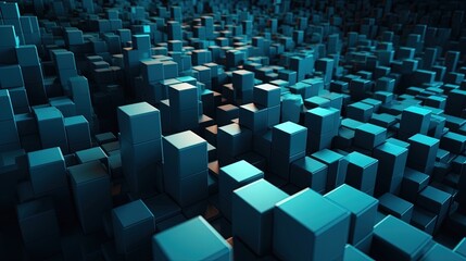 Abstract 3d rendering of cubes, Futuristic background, Network concept.Generative Ai