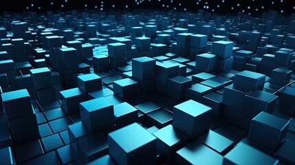 Obraz premium Abstract 3d rendering of cubes, Futuristic background, Network concept.Generative Ai