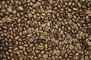 black coffee beans. roasted coffee