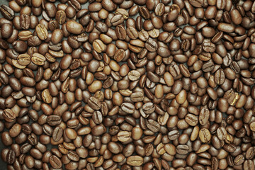 black coffee beans. roasted coffee
