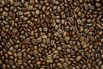 black coffee beans. roasted coffee