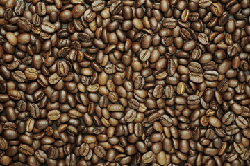 black coffee beans. roasted coffee