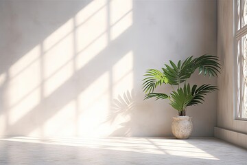 Green Plants in a Room with White Wall. Interior Design and Home Decor. Generative AI illustrations.