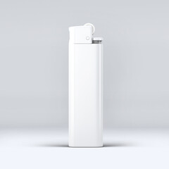 White blank gas lighter mock up stand isolated. Empty surface cigar-lighter design presentation. Lighter template mockup. Sigarette lighter template. 3D illustration, 3D rendering.  - obrazy, fototapety, plakaty