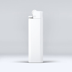 White blank gas lighter mock up stand isolated. Empty surface cigar-lighter design presentation. Lighter template mockup. Sigarette lighter template. 3D illustration, 3D rendering. 