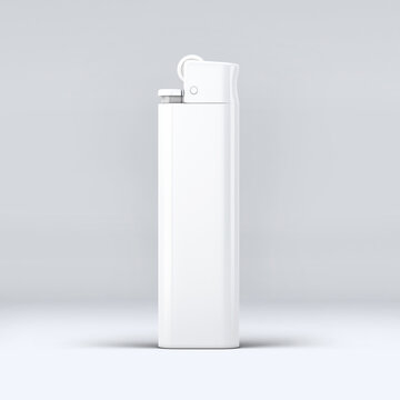 White blank gas lighter mock up stand isolated. Empty surface cigar-lighter design presentation. Lighter template mockup. Sigarette lighter template. 3D illustration, 3D rendering. 