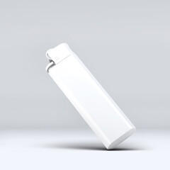 White blank gas lighter mock up stand isolated. Empty surface cigar-lighter design presentation. Lighter template mockup. Sigarette lighter template. 3D illustration, 3D rendering. 