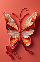 Butterfly multi-dimensional origami quilling style illustration, Generative AI