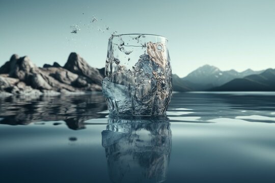 Broken surreal artwork of water with abstract concept. Generative AI