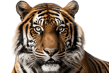 Fototapeta na wymiar Close-up of a Tiger's Face on Transparent Background, Generative AI