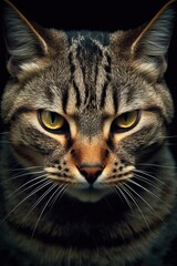 Fototapeta na wymiar Portrait of cat on black background. Generative AI