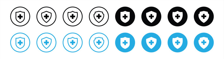 Fototapeta premium shield with cross icon set. medical shield icon symbol sign collections, vector illustration