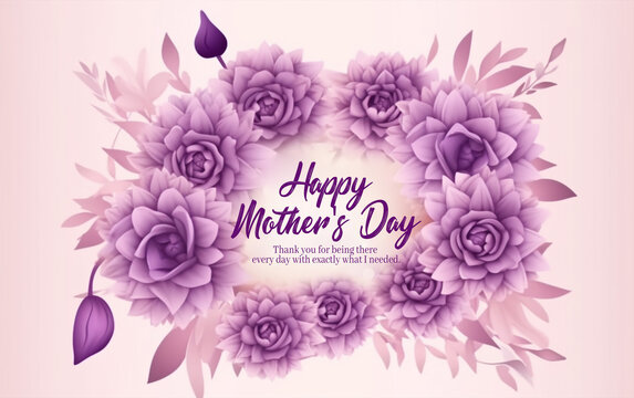 A purple floral background with the words Happy Mother's Day