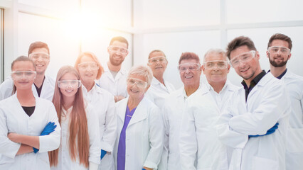 large group of medical researchers standing together