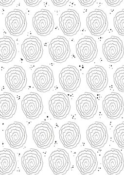 Abstract black and yellow  asymmetric forms and dots pattern 