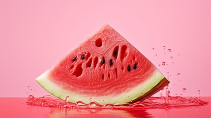 slice of watermelon on rosa background