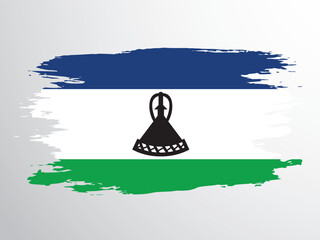 Flag of Lesotho painted with a brush