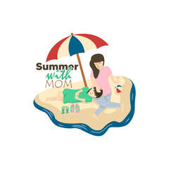 Summer with mom illustrator vector