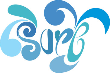 A vector illustration on the lettering surf with abstract waves
